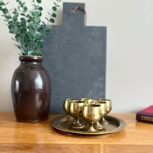 VINTAGE Brass Liqueur Shot Glasses - (set of 6)